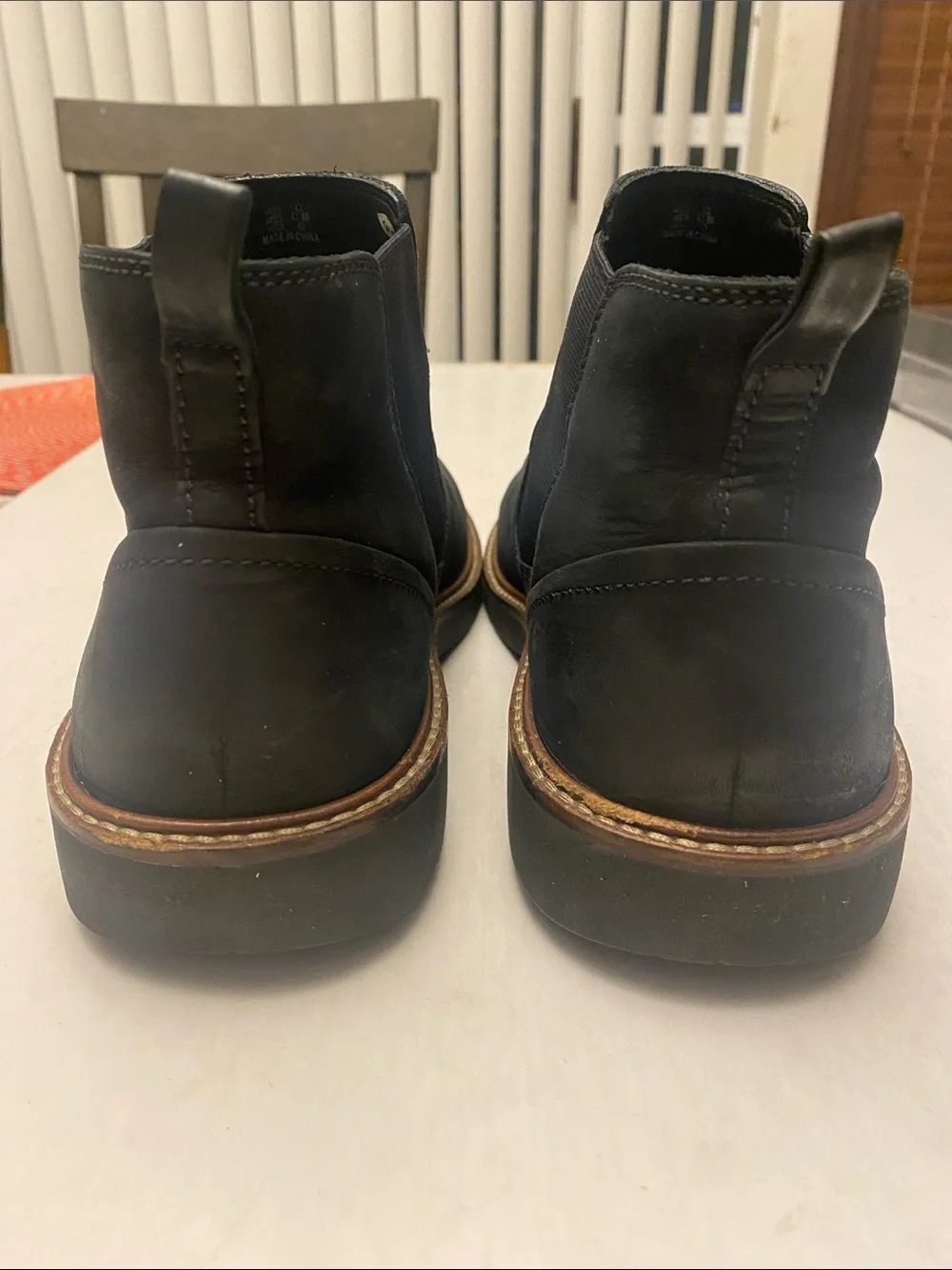 Ecco Men's Black Leather Chelsea Boots Shock Point Pull On Men’s Size 44 or 11US